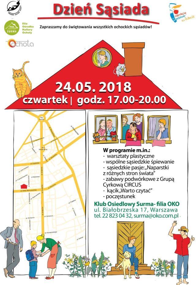 organizator: Klub Osiedlowy SURMA miejsce: ul. Białobrzeska 17, Klub Osiedlowy SURMA data: 24.05.2018 g.