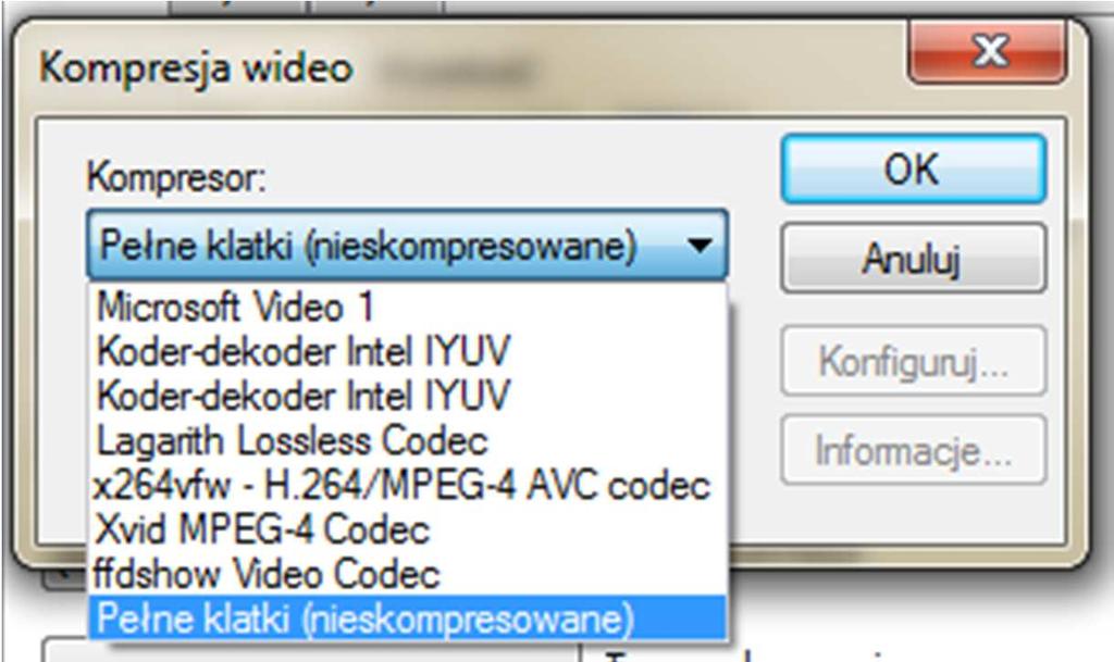 czy klatki mają być kompresowane