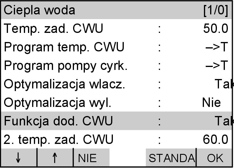 Dalsze nastawy Funkcja dodatkowa podgrzewu wody użytkowej Dodatkowe zabezpieczenie higieniczne w celu likwidacji drobnoustrojów może stanowić Funkcja dodatkowa c.w.u.. Wtymceluwkażdy poniedziałek całkowita objętość podgrzewacza jest ogrzewana jednorazowo do 2.