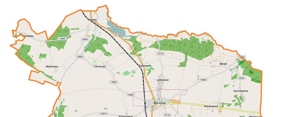 Rysunek 1. Gmina Byczyna Źródło: http://www.mapyonline.pl/powiat_kluczborski Sołectwa Gminy Byczyna: Największa pod względem liczby mieszkańców wieś sołecka w gminie. Leży na wzniesieniu o wys.