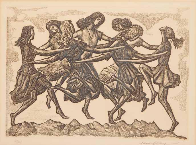 25 Chaim Goldberg (1917 Kazimierz Dolny 2004 Boca Raton) Taniec akwaforta/papier, 35,5 x 48 cm