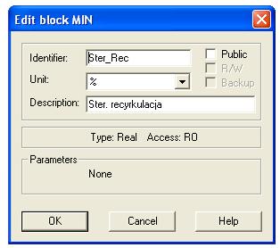 5 MIN - Minimum Signal Selector Wybór mniejszej wartości analogowej wejście 1, wejście 2, MIN, wyjście Blok wybiera mniejszą wartość z dwóch analogowych sygnałów wejściowych.