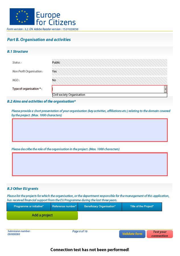 Typ organizacji uprawnionej do udziału w działaniu (lista rozwijana) Działania, afiliacje organizacji itp.