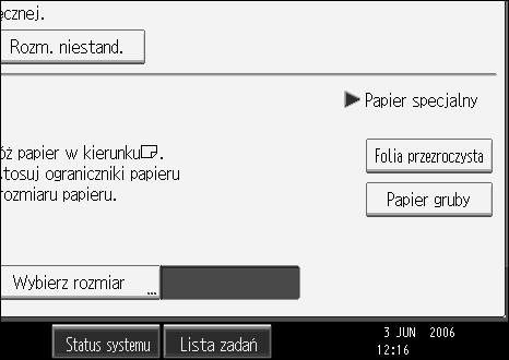 Kopiowanie D Wybierz typ papieru ([Folia OHP (przezroczysta)]) w ustawieniach Papier specjalny.