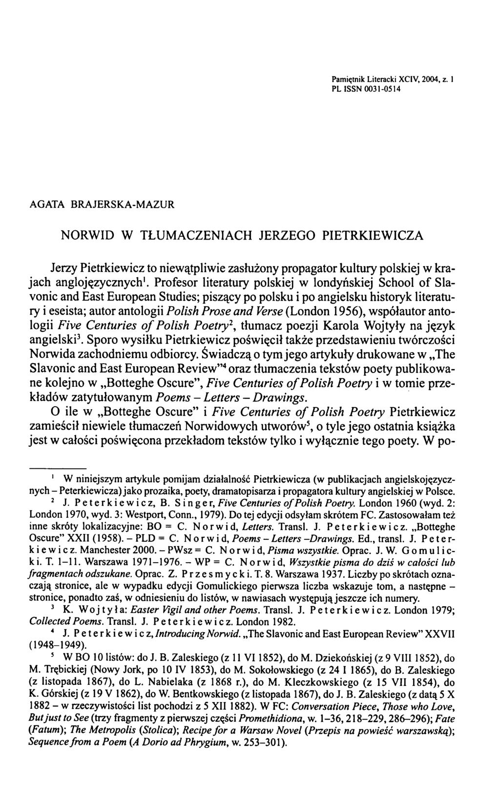 Pamiętnik Literacki XCIV, 2004, z.