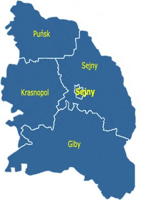 Lokalizacja Powiatu Sejneńskiego na tle Województwa Podlaskiego Źródło: opracowanie własne na podstawie http://wybory2011.pkw.gov.