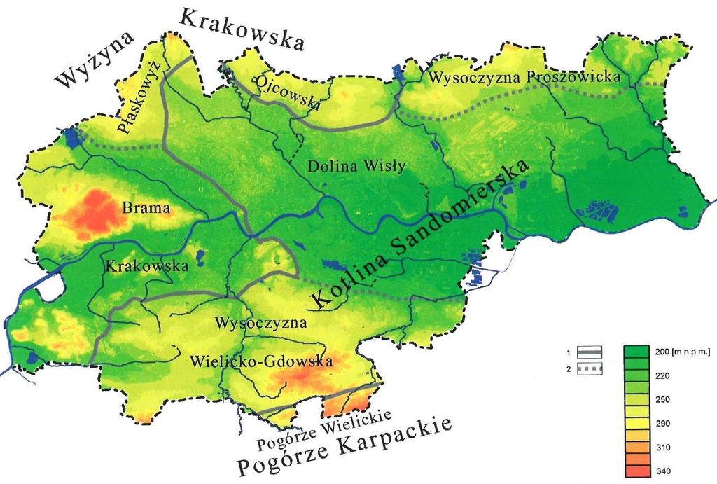 Krakowskiej, a na Wysoczyźnie Wielicko Gdowskiej: Pagóry Skotnickie, Pagór Kobierzyński i Łagiewnicki. W obrębie Bramy Krakowskiej występują najwyższe naturalne wzniesienia na terenie Krakowa.