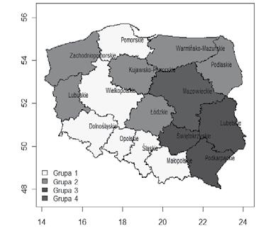 Rysunek 8. Grupowanie metodą Warda Tabela 10.