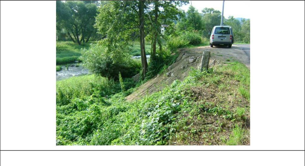 Fot 2 Skarpa w rejonie muru M1 przy posesji nr 1 5 W km 0+161 muru M1 znajduje się przepust P1 konstrukcji żelbetowo-kamiennej.