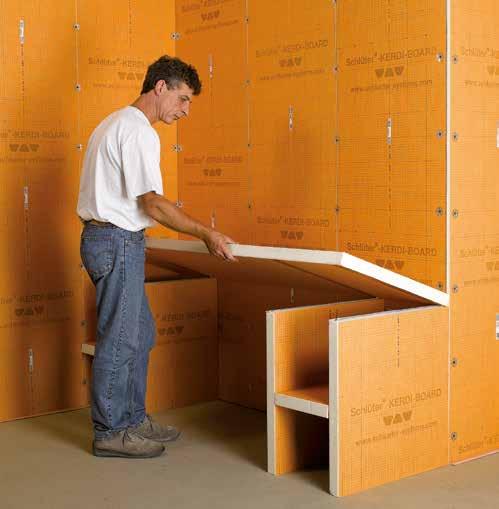 Schlüter -KERDI-BOARD Umywalk, półk regały ze Schlüter -KERDI-BOARD Idealne podłoże pod płytk Schlüter -KERDI-BOARD jest dealnym materałem nośnym do wykonywana konstrukcj umywalek, półek regałów z