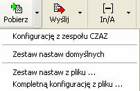 Pobieranie nastaw (domyślnie z zespołu CZAZ) : INSTRUKCJA OBSŁUGI OPROGRAMOWANIA z zespołu CZAZ-U z domyślnych nastaw producenta z pliku