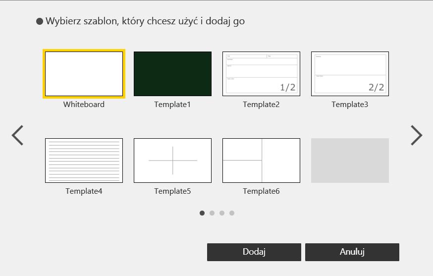 Dotknij [Dodaj]. Szablon jest dodany jako nowa, pusta strona na końcu listy strony.