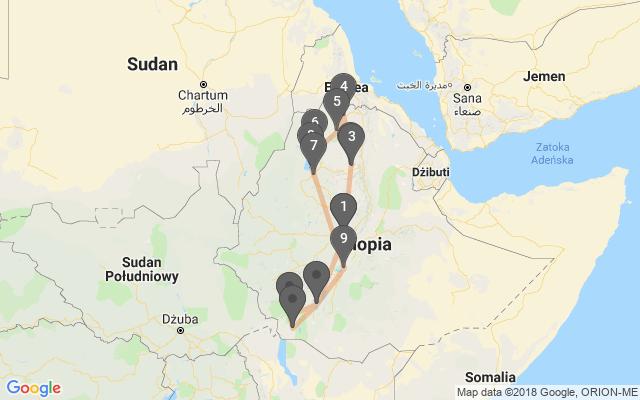Program podróży Dzień 1 PRZELOT Z WARSZAWY DO ADDIS ABEBY Wylot do Etiopii z przesiadką w jednym z europejskich portów