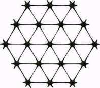 32 kierunkach. Parametry geometryczne podano w Tablicy 1. Nie dopuszcza się geosiatek łączonych w węźle w sposób: przeplatany, zgrzewany, klejony itp. Rys. 1 Struktura georusztu trójosiowego. 3.