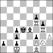 4 pochwała nr 749 Zoltan LABAI (Słowacja) 2 gry zamienne, Salazar i dwukrotny switchback w mechanizmie czarnego półzwiązania. 1.Sgh3? tempo 1 d2+ a 2.Kd1 S:a3# 1 c2 b 2.