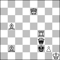 Kf4+ K:d6 3.Wf6+ Se6#. 2 pochwała nr 800 - Zdeněk LIBIŠ (Czechy) Bliźniak na temat zamiany funkcji czarnych Ph6 i We3. Gra jest schematyczna i mało interesująca. a) 1.d3 h5 2.Wg1 K:e2 3.Hh2+ Kf3 4.