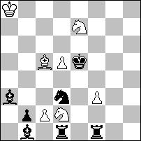 czarnymi switchbackami i pionkowymi matami wzorowymi. 1.He6 Gf3 2.g:f3 e:f3 3.Sf5 f4# 1.We6 Sd3+ 2.e:d3 e:d3 3.Gd6 d4#.