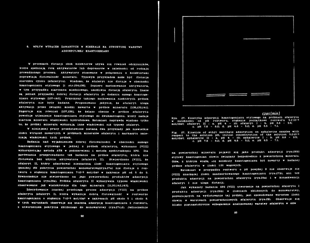 W iadomo, że s f a l e r y t n ie f l o t u j e w o b e c n o ś c i K s a n to g e n ia n u e ty lo w e g o [1 str. 54;136].