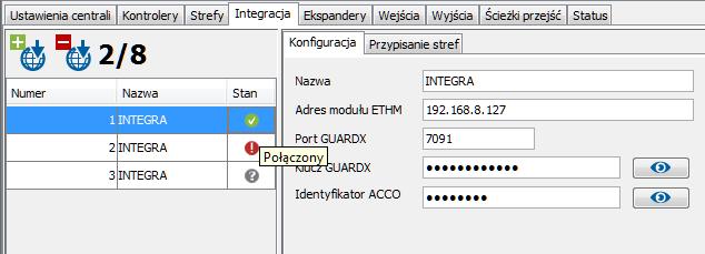 38 ACCO Soft SATEL - kliknij, żeby usunąć zaznaczony wcześniej system alarmowy (patrz: rozdział Usunięcie systemu alarmowego ).