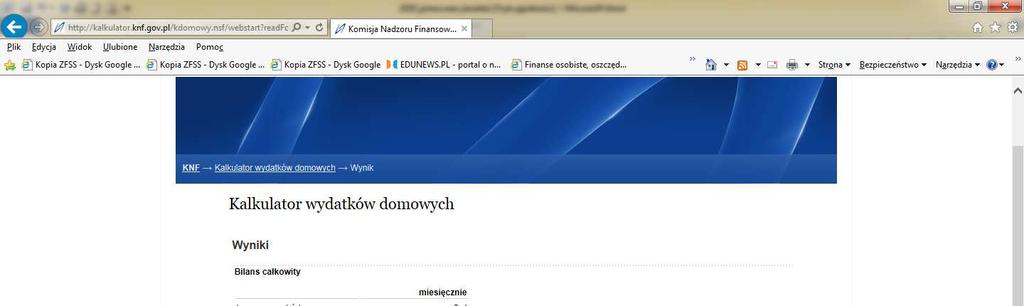 Tutaj pojawi się kwota informująca, czy Twój domowy budżet zbilansował się, czyli - czy wydatki mają pokrycie w