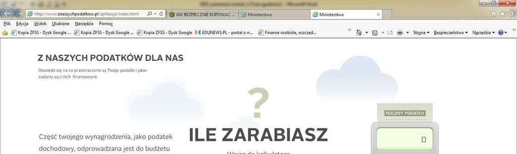 Z naszych podatków dla nas na stronie Ministerstwa Finansów Z aplikacji Ministerstwa Finansów na stronie: http://www.znaszychpodatkow.