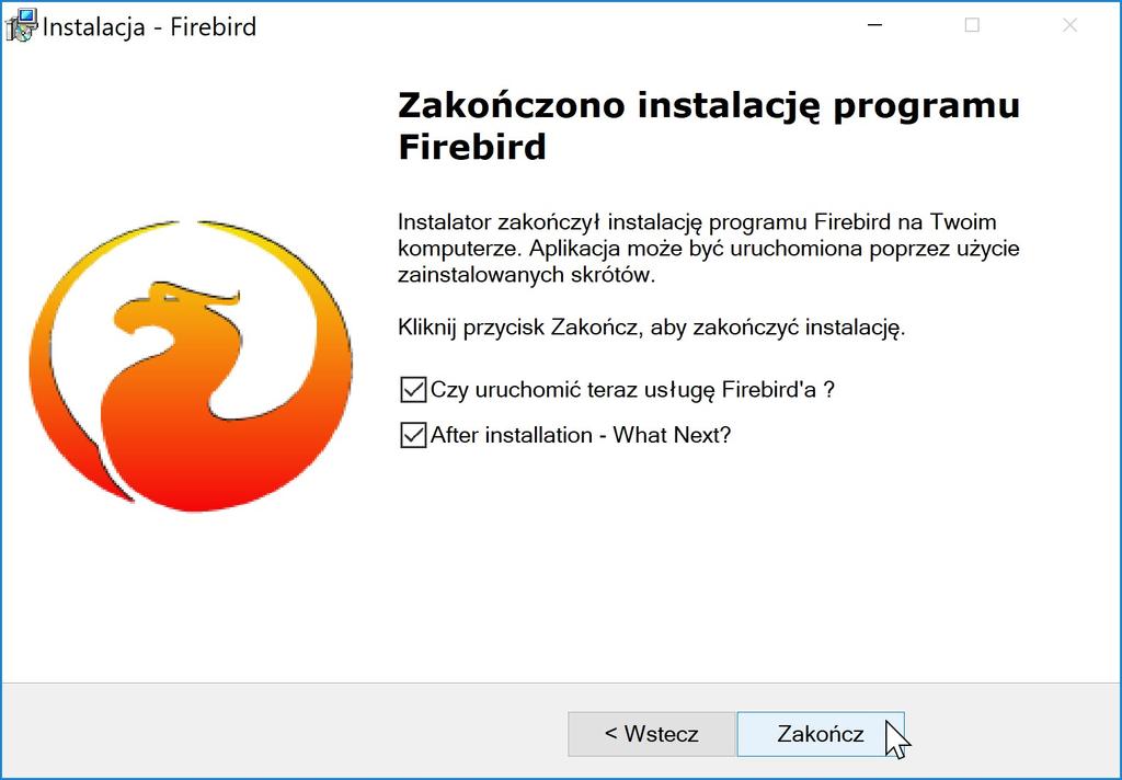 i zakańczamy instalację poprzez wybranie ikony ZAKOŃCZ.