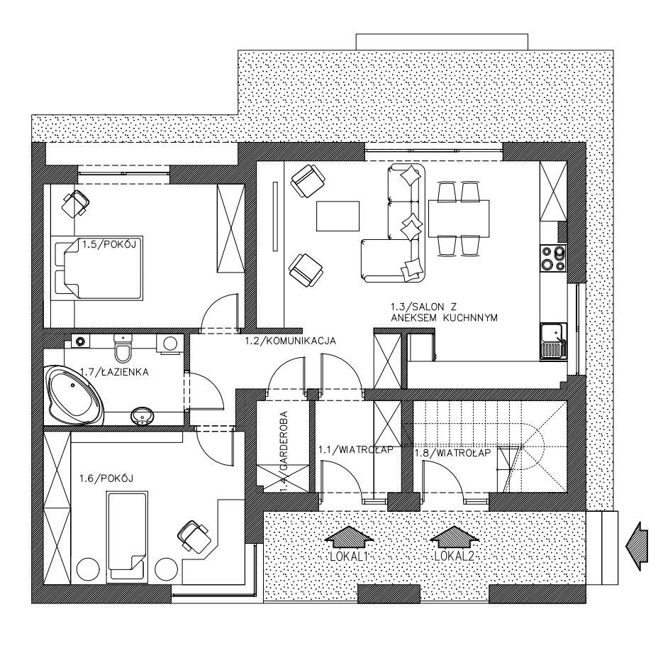 Segment 5 8 Mieszkanie na kondygnacji parteru Mieszkanie z ogrodem - parter Lp.