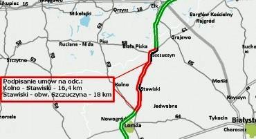 Od obwodnicy Stawisk realizowany będzie drugi odcinek drogi S61 do (także już ukończonej) 8 km obwodnicy Szczuczyna, gdzie powstanie magistralna droga autostradowa o długości 16,5 km wraz z węzłem