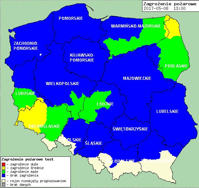 pożarowe lasów Ostrzeżenia