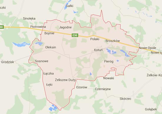 Rysunek 3. Układ komunikacyjny gminy Kotuń. Źródło: http://maps.google.com.
