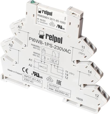 PIR6WB-1PS-... przekaźniki interfejsowe z zaciskami sprężynowymi RM699BV + PI6WB-1PS- RSR30 + PI6WB-1PS- Szerokość 6,2 mm Przekaźnik interfejsowy PIR6WB-1PS-.