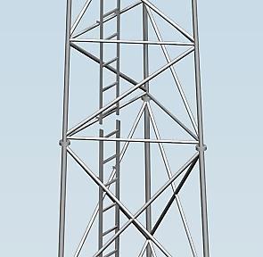 Szerokości sekcji dolnej Długość sekcji Waga wieży Materia Rury krawężnikowe (zależnie od wysokości) Skratowanie poziome (zależnie od wysokości) Skratowanie ukośne (zależnie od wysokości) Technika