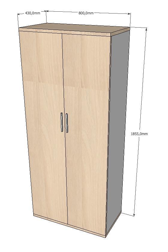 42. Szafa aktowa 1 sztuka ZDJĘCIE POGLĄDOWE: Wymiary (dopuszczalne odchylenia od podanych wymiarów Wysokość 185,5 cm, Szerokość 80 cm Głębokość całkowita 43 cm Wymagane minimalne parametry techniczne