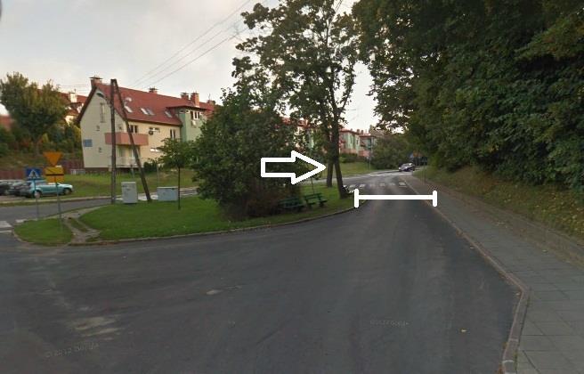 Fot. 12. Szczecin. Wąski rozjazd na końcu ulicy Strzałowskiej. Na fotografii 13 przedstawiono wjazd w ulicę J. Słowackiego.