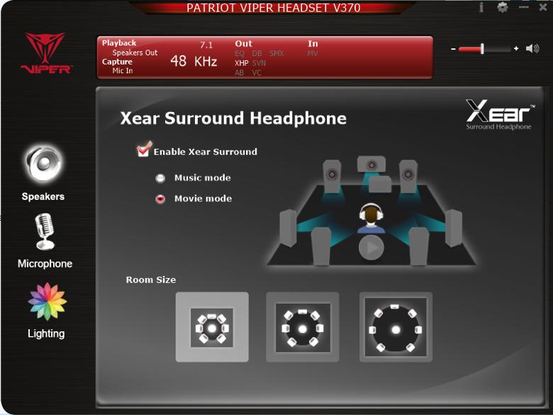 Słuchawki Xear Surround Włącz Xear Surround, by wybrać między trybem muzyki a trybem