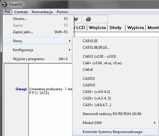 ACU-100 SATEL 39 4. W menu Komunikacja wybrać pozycję Konfiguracja i wskazać port komputera, do którego podłączony został kontroler. 5.