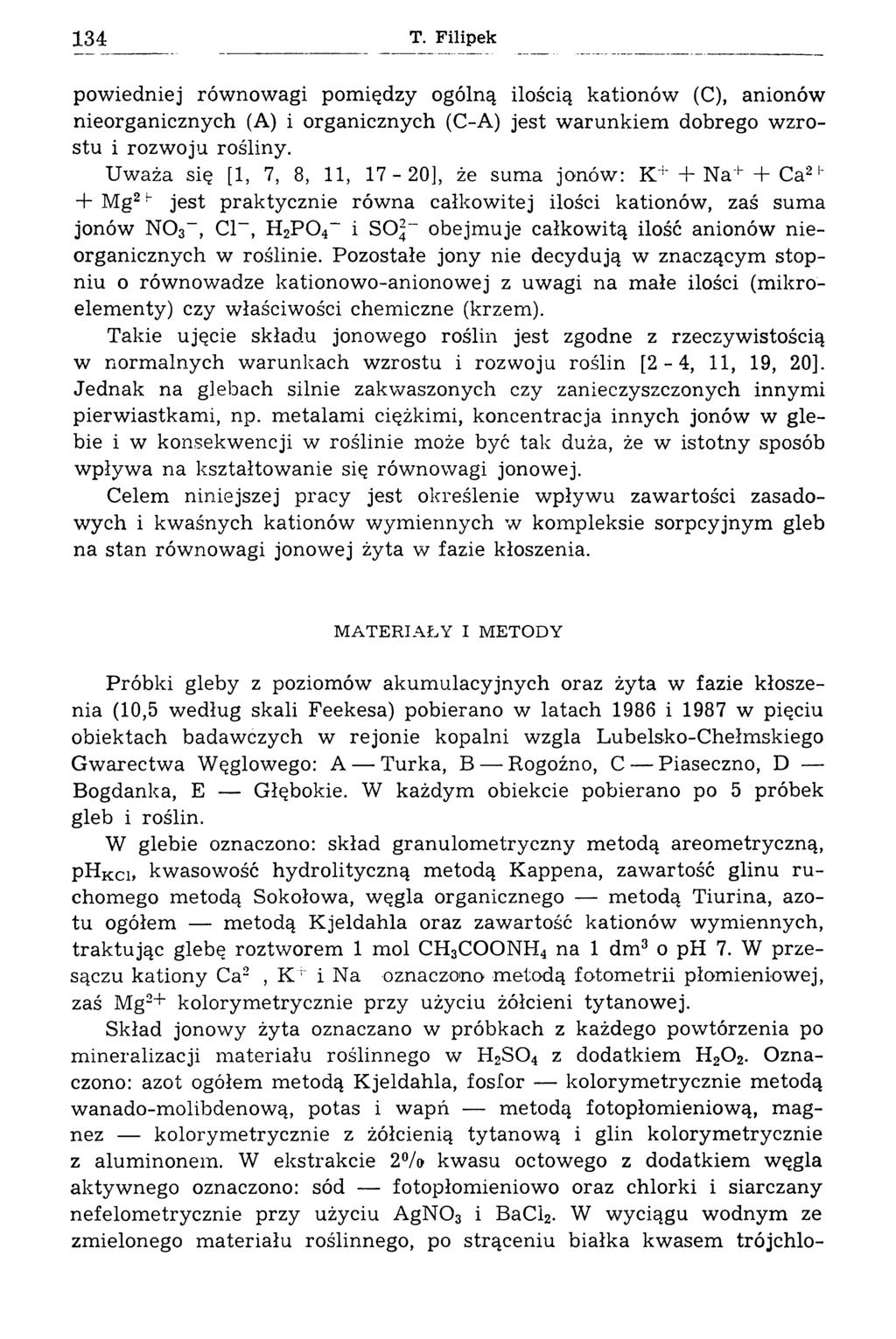 powiedniej równowagi pomiędzy ogólną ilością kationów (C), anionów nieorganicznych (A) i organicznych (С-A) jest w arunkiem dobrego wzrostu i rozwoju rośliny.
