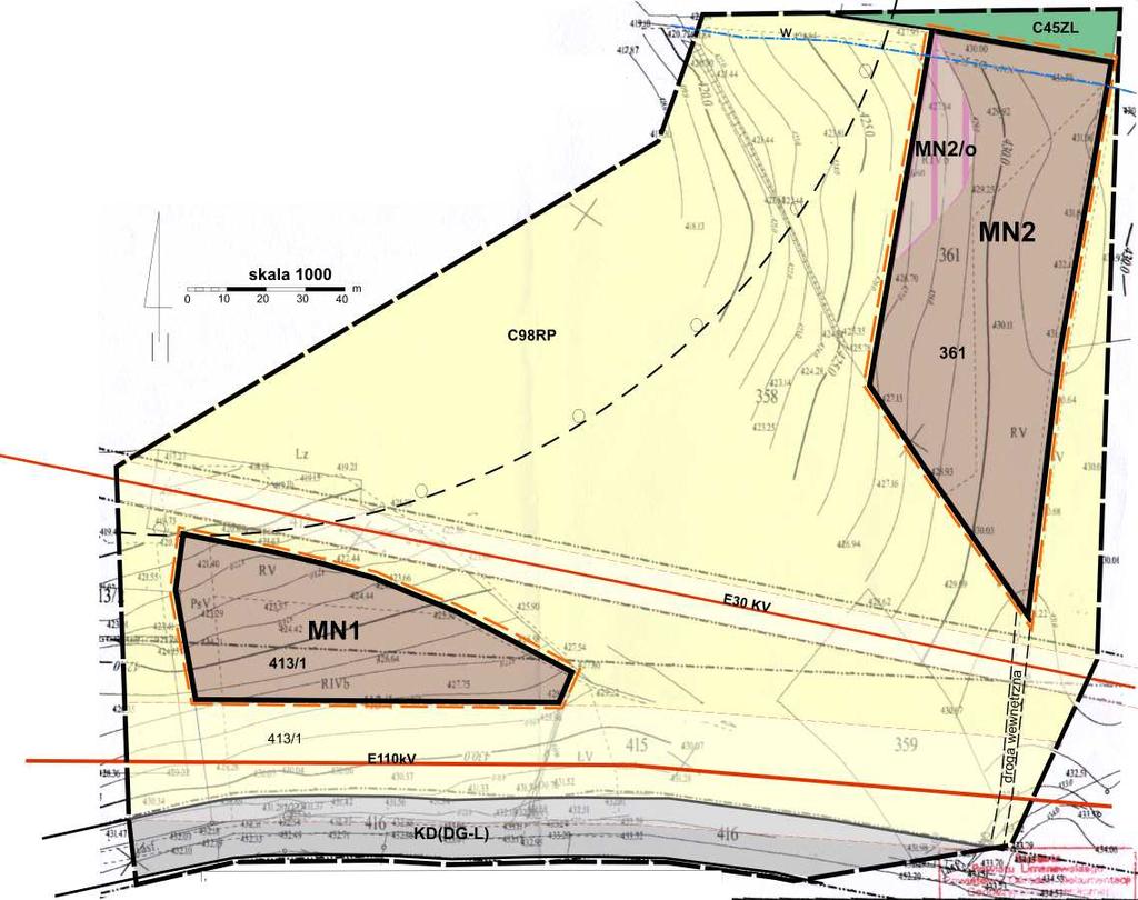Zmiana miejscowego planu zagospodarowania przestrzennego Gminy Tymbark Plan 4 Wieœ Pod³opieñ - czêœæ dzia³ki nr: 413/1 i 361 Za³¹cznik Nr 4 do Uchwa³y Nr XVII/110/08 Rady Gminy Tymbark z dnia