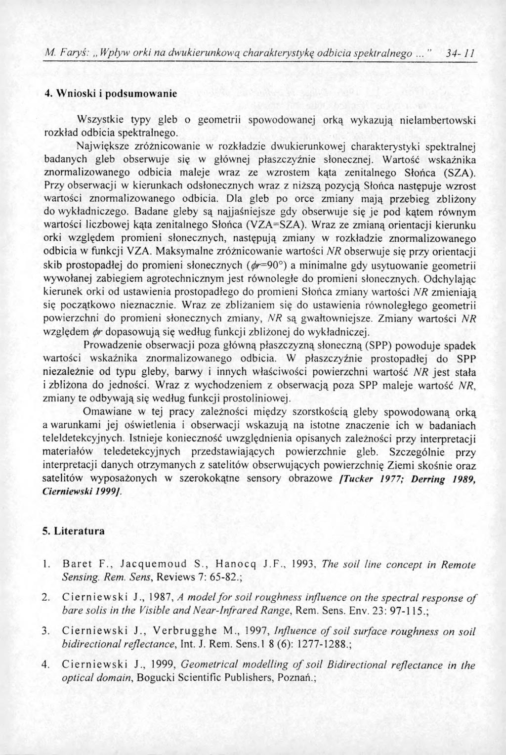 M Faryś:,, Wpływ orki na dwukierunkową charakterystyką odbicia spektralnego... " 34-11 4.