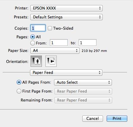 Drukowanie 5. Z menu rozwijanego wybierz Podajnik papieru, a następnie wybierz źródło, w którym znajduje się papier. 6.