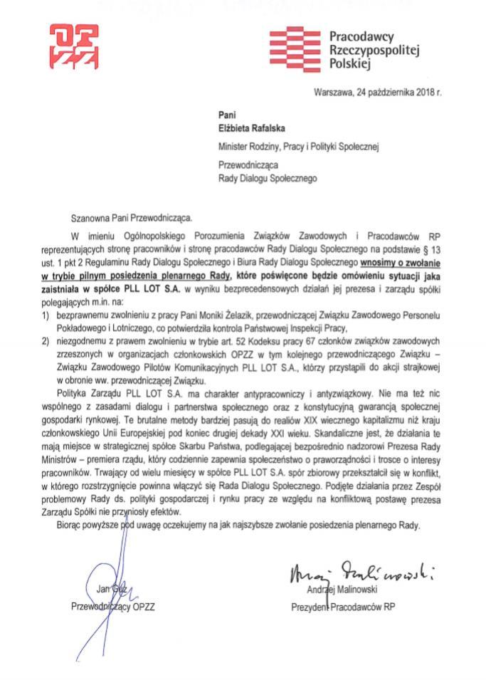 Pamiętajmy, że to co dzisiaj dzieje się w PLL LOT, może się wkrótce zdarzyć w każdej firmie i dotknąć bezpośrednio każdego z nas, z osobna. Liczę na Waszą obecność 27.10. pod siedzibą PLL LOT.