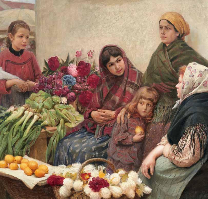 Kazimierz Olpiński (1875 Lwów 1936 tamże), Na targu, olej, płótno, 120 x 167 cm, sygn. l. d.: K.