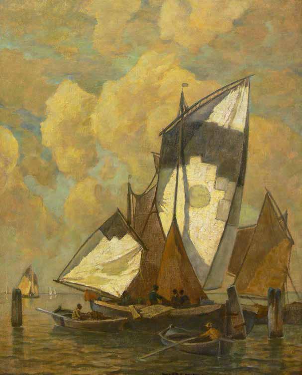 19 Ludwig Dill (1848 Gernsbach 1940 Karlsruhe) Łodzie olej, płótno, 92 74 cm