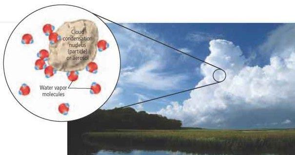 JĄDRA KONDENSACJI mikroskopijnych rozmiarów pyły i ciecze organiczne lub mineralne unoszące się w powietrzu