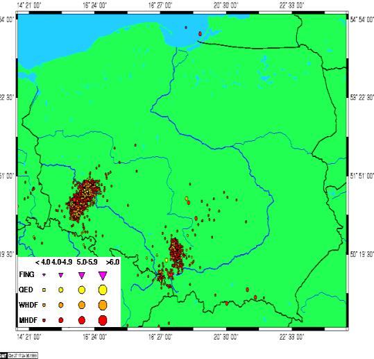 Rozmieszczenie trzęsień Ziemi Obszary sejsmiczne