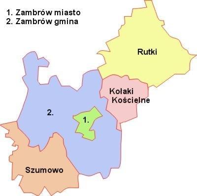 Rysunek 2. Podział administracyjny powiatu zambrowskiego. Źródło:osp.pl 4.1. Rys historyczny Za Królestwa Polskiego gmina Zambrów należała do powiatu łomżyńskiego w guberni łomżyńskiej.