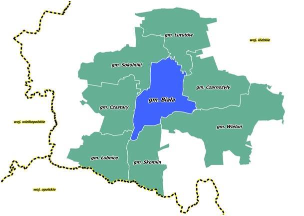 4. Charakterystyka ogólna gminy Biała 4.1 Położenie administracyjne i fizyczno - geograficzne Gmina Biała położona jest w południowo-zachodniej części województwa łódzkiego, w powiecie wieluńskim.