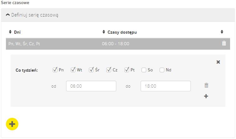 Profil czasowy Office Mode Komponent kontroli dostępu powinien w