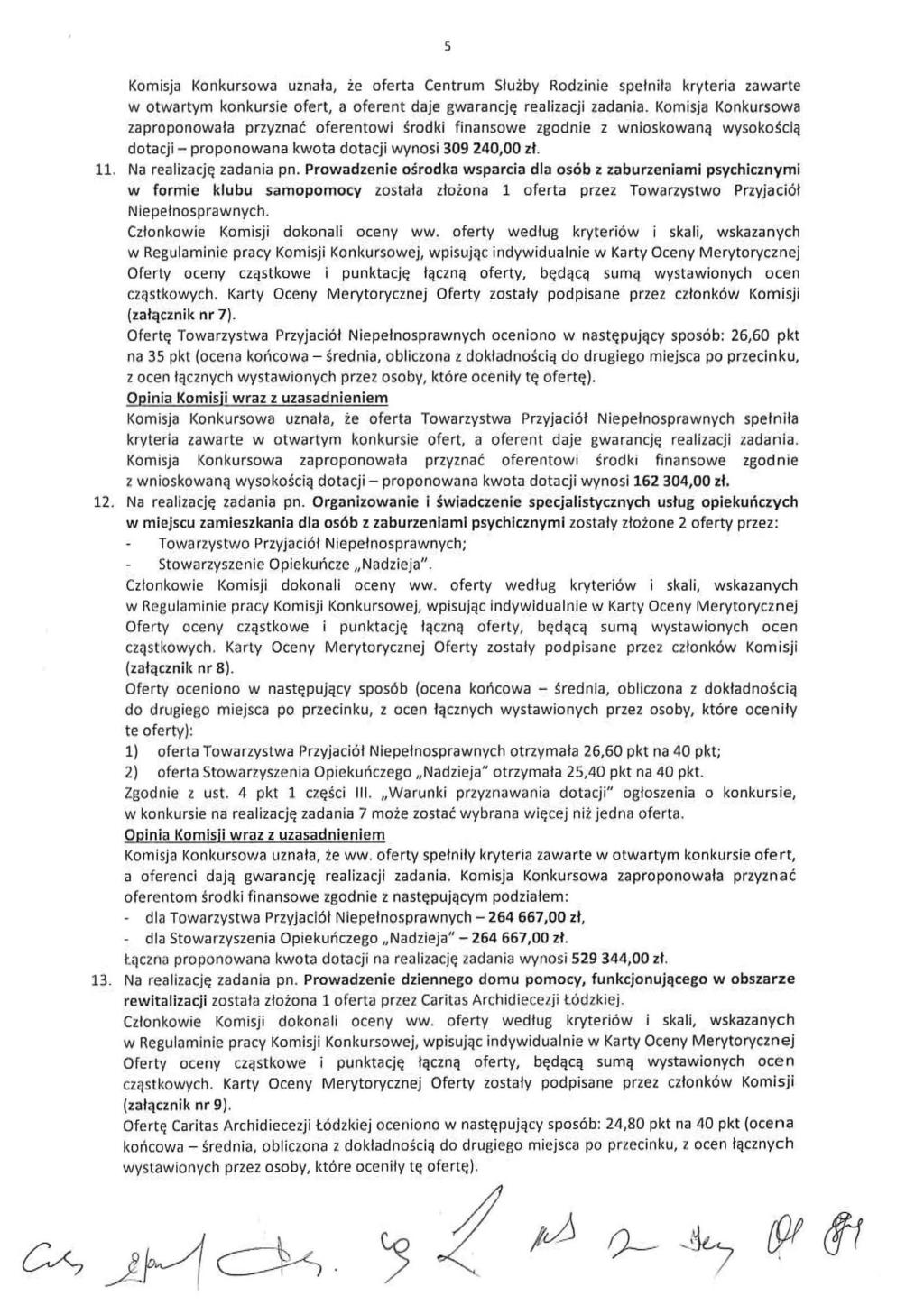 5 Komisja Konku rsowa uznala, ie oferta Centrum Sluzby Rodzinie spelnila kryteria zawarte w otwartym konk ursie ofert, a oferent daje gwa rancj <: realizacji zadania.