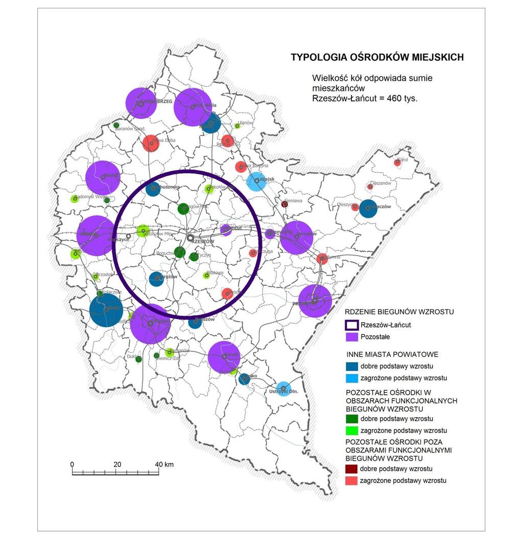 Cechy sieci osadniczej województwa Najsłabiej zurbanizowany w województwie jest subregion krośnieński, a najsilniej subregion tarnobrzeski.